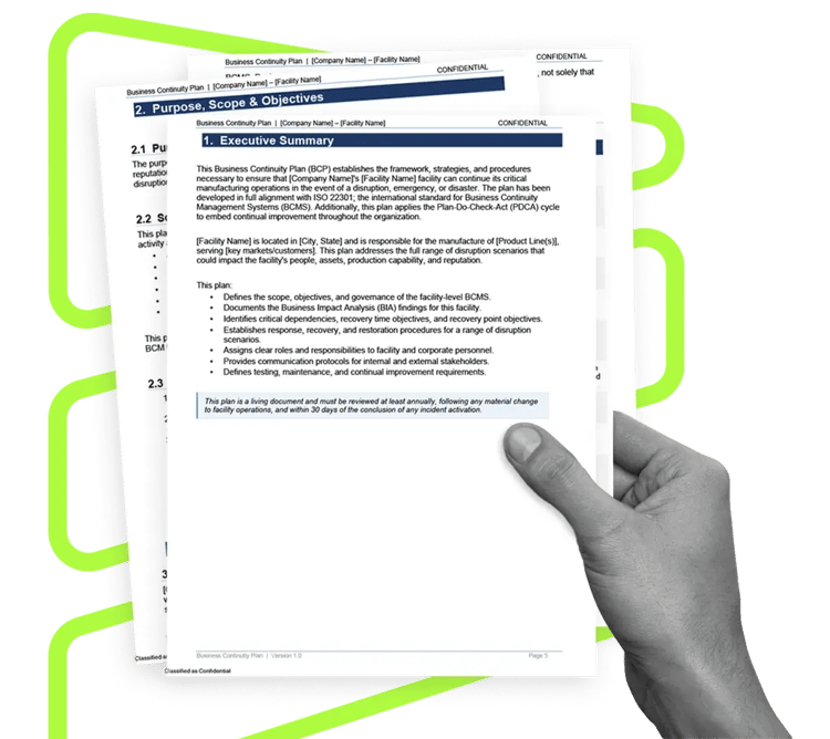 LayerCake Business Continuity Template - Manufacturing Header Image Height