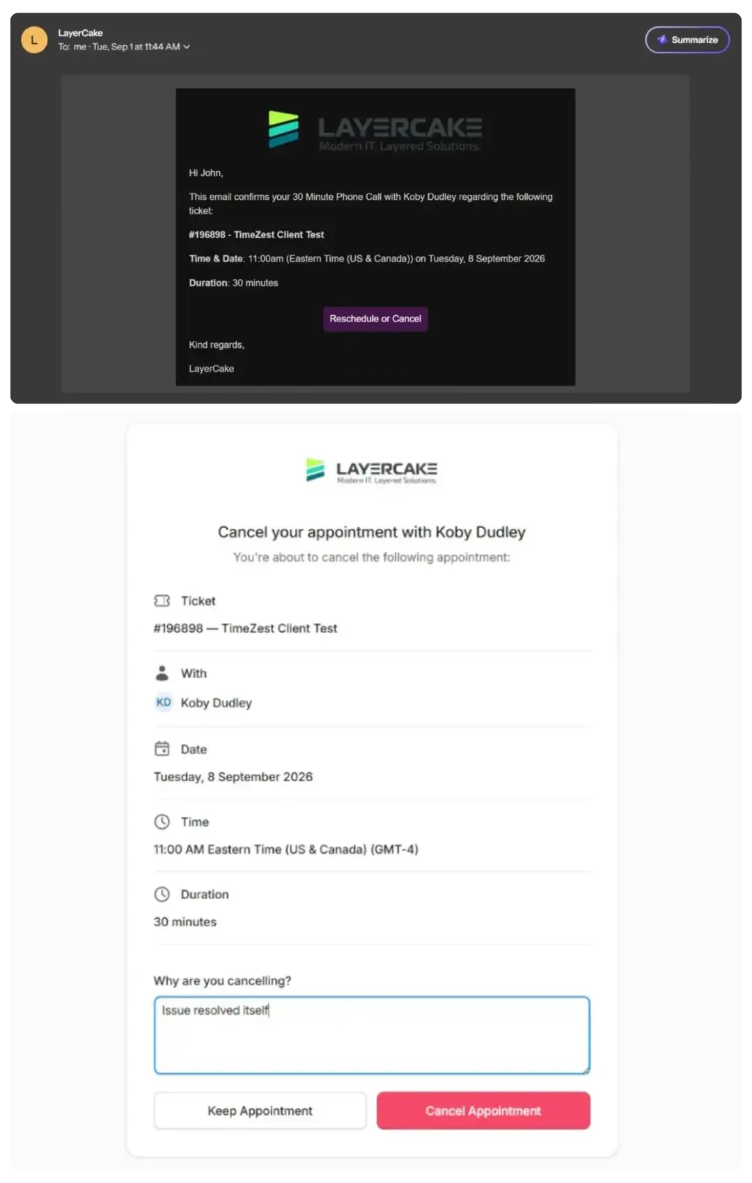 TimeZest appointment confirmation and rescheduler TimeZest appointment confirmation and rescheduler